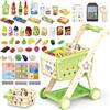RedCrab Carrello Spesa Giocattolo con Scanner, 74 Pcs Accessori per Negozi: Calcolatrice, Carte di Credito, Frutta e Cibo, Gioco di Ruolo Giocattolo per Ragazzi e Ragazze 3+ Anni (Verde)