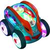 Generico Macchinina dinamica a ingranaggi con luci a LED, macchinine Bump and Go con luci lampeggianti e musica, macchinina con ingranaggi rotanti a 360°, macchinina trasparente illuminata per bambini
