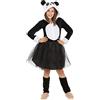 Funidelia | Costume da panda per bambina Animali, Orso - Costume per bambini e accessori per Feste, Carnevale e Halloween - Taglia 7-9 anni - Nero