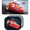 Disney Set proteggi sole auto Cars con parasole anteriore per parabrezza 130x70 cm e coppia di tendine laterali, rossi con la mitica Pontiac Trans Am Saetta McQueen