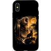 Cat Howling Moon 90s Meme Graphic Nature Custodia per iPhone X/XS Gatto che ulula alla luna natura animale grafica amante dei gatti