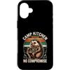 Hedgehog Camp Cooking Outdoor Kitchen Lo Custodia per iPhone 16 Plus Cucinaio da campeggio Hedgehog, chef da campeggio senza compromessi