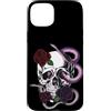 Skulls and Roses Rock Gothic Snakes & Re Custodia per iPhone 15 Plus Teschi scheletro rosso scuro rose e serpenti intrecciati