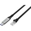 Digitus Cavo di Rete USB - Tipo-A a RJ45 - USB-A 3.2 Gen1 - 1 Gbit/s - 15 m - LSZH - Cat 6A S/FTP - AWG 26 - Plug & Play - Nero