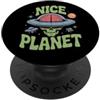 UFO Believer Nice Planet - Teschio UFO alieno retrò PopSockets PopGrip Adesivo