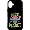 UFO Believer Custodia per iPhone 16 Plus Nice Planet - Teschio UFO alieno retrò