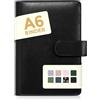 SKYDUE A6 Raccoglitore in similpelle, Raccoglitore A6 Ricaricabile, Budget Binder, Quaderno (Carta Interna Non Inclusa), Organizer per Ufficio, Scuola e Viaggio (Nero)
