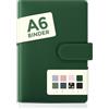 SKYDUE A6 Raccoglitore in similpelle, Raccoglitore A6 Ricaricabile, Budget Binder, Quaderno (Carta Interna Non Inclusa), Organizer per Ufficio, Scuola e Viaggio (Verde Scuro)