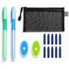 FloraVigo Set di penne stilografiche cancellabili, impugnatura ergonomica in gomma, inchiostro blu ad asciugatura rapida, adatto per i bambini per scrivere, scrivere appunti scolastici e fare pratica
