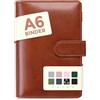 SKYDUE A6 Raccoglitore in Similpelle, Raccoglitore A6 Ricaricabile, Budget Binder, Quaderno (Carta Interna Non Inclusa), Organizer per Ufficio, Scuola e Viaggio (Marrone Scuro)