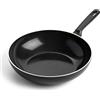 GreenPan Memphis Padella Wok in ceramica antiaderente sana da 28 cm/3,6 litri, senza PFAS, induzione, lavabile in lavastoviglie, nero