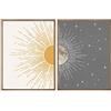 Artivo Decorazione da parete in stile bohémien con sole e luna, set da 2 poster celesti, 30,5 x 40,6 cm, stampe moderne di metà secolo, decorazione da parete per camera da letto