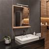 HAJDUK FURNITURE Specchio Bagno con Luce da Parete Sonoma A: 70 cm x L: 60cm con Mensola - Specchio da Bagno LED Retroilluminato con Ripiani, IP44 Impermeabile la Toilette Riflesso LED 4000 K