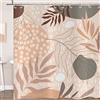 Hnmdmyi Tenda da doccia Boho 120x180, Foglie astratte pianta beige tenda da bagno metà secolo moderno geometrico minimalista arte estetica impermeabile poliestere tessuto lavabile tenda da bagno