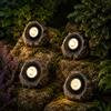 Garden Mile Set di quattro luci solari da 3 l, super luminose, ad energia solare, effetto roccia, faretti, illuminazione per vialetti, esterni e giardino