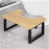 Yorbay Sgabello WC in metallo con legno, per adulti e bambini, antiscivolo, regolabile, per WC (nero naturale)