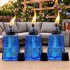 Seraphic Torce con bruciatore a olio di citronella da tavolo per patio esterno Torcia in vetro decorativo da 16 once Lampada a olio di citronella Candele per terrazza esterna Festa in giardino Set di 3 Cobalto
