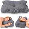 Flowen Cuscino Cervicale per Dormire | Cuscino Memory Foam Cervicale Anatomico OEKO-TEX | Cuscino per Cervicale Ergonomico Supporto al Collo | Guanciale Anallergico Sfoderabile e Lavabile Federa Traspirante