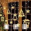 Aluusy Tenda Luminosa Natale, 3.5M LED Luci Natale Interno/Esterno a Batteria/USB, Catena Luminosa con Telecomando 8 Modalità per Decorazioni Natalizie, Finestre, Balcone, Tende -Bianco Caldo