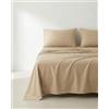 GAMUSI Set di lenzuola 3 pezzi traspirante e morbido per letto da 90 x 190/200 cm, 100% cotone, colore pietra