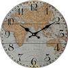 Rebecca Mobili Orologio da Parete Vintage, Orologio Da Muro, Marrone Nero Grigio, Mdf, Decorazione Mappamondo, Idea Regalo - Diametro 33,8 cm x P 4 cm - Art. RE6799