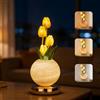 BVI BOOMERVIVI Lampada da tavolo a tulipano, lampada da notte touch in 3 colori in vetro con bicchiere ad intensità variabile, lampada da scrivania ricaricabile senza fili, regalo romantico per donna mamma