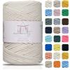 Makromecity Cordoncino in cotone riciclato per macramè, 2 mm x 195 m, 2 mm, per macramè, arte e artigianato, arazzi da parete, borse, tovagliette, tappeti (25 colori disponibili) (bianco sporco)