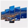 Printerland Quadro Moderno soggiorno NAPOLI Golfo città Vesuvio citta Mare porto 100x70 cm 5 pezzi XXL Quadri Moderni Stampa Tela Canvas Arredamento Salotto Camera letto Cucina Ufficio (100x70 cm (5pezzi))