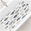 SHUCHING Tappetino Vasca Antiscivolo, Tappetino Doccia Antiscivolo Lungo 100x40cm, Tappeto Vasca da Bagno Antimuffa e Lavabile in Lavatrice, Pesce Oceanico