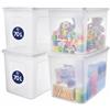 Iris Ohyama, Scatola di immagazzinaggio multiuso, 70 l, confezione da 4, chiusura semplice, impilabile, in plastica trasparente, per indumenti, scaffali, scuola, organizzazione, giocattolo