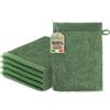 Ôhm Guanti da Bagno in Spugna di Cotone 500 g/m² - Manopole Doccia 15x20 cm Verde abete - Guanti Spugna Morbidi per Doccia, Igiene Quotidiana e Anziani - OEKO-TEX - Set 5