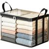 Tencipeda Large Heavy-Duty Clear Plastic Storage Bag for Clothes - Thick Durable Moving & Storage Organizer with Reinforced Handles, Foldable & Stackable for Home (Black)