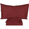 fashion home Pagano Completo Lenzuola Matrimoniali in Puro Cotone 100%, Set Tinta Unita con Federe Cuscini, Anallergico e Antiacaro, Morbido e Resistente, Made in Italy, colore Bordeaux