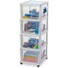 Iris Ohyama, Cassettiera in Plastica con Ruote, 4 cassetti grandi, bianco, facile da aprire, per ufficio, camera da letto, cassettone, organizzatore, senza BPA, KMC-304