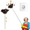 TTYSHIP® Spolverino Telescopico con Piume di Struzzo, Lavabile Spolverino per Polvere Piume di Struzzo con Gancio per Superfici Alte e Strutture Sensibili(53cm a 130cm)