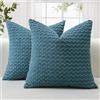 JOTOM Federe per Cuscini Decorativo in Velluto a Coste Morbide 50x50 cm Set di 2 Federe Decor per Cuscini con Texture a Bolle 3D Federa per Divano Sofà Camera da Letto (Blu Polvere)