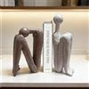 MeYuxg 2 Pezzi Fermalibri Decorativi in Ceramica Thinker,Lettore, Scultura,Fermalibri per Scaffali,Reader Decorativi per Librerie, Scrivania e Ufficio