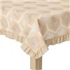 Corredocasa Cerata Tavola Rettangolare Tessuto PVC a Fantasia Geometrico con Volant Colore Beige, Copritavolo Decorativo e Resistente Ideale, Disponibile x6 e x12 Posti (X 12-140 X 240)