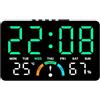 CWOQOCW Grande orologio digitale a LED con ora, umidità, temperatura, data, sveglia e indicatori di livello di comfort, progettato per appendere alla parete o installazione piatta (verde)