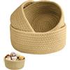 TXXATX 3 Pezzi Cestini Portaoggetti Bagno Corda di Cotone Cesto Portaoggetti Giallo Cestino Porta Oggetti Impilabili Contenitori Bagno per Camera da Letto Soggiorno Ripostiglio Decorazioni