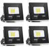 YIQIBRO Faretto LED da Esterno 10W, 4 Pezzi 1000LM Super Luminoso Faro LED 6500K Blanc Fredda, Impermeabile IP65 Faretti per Giardino, Terrazza, Cortile, Vialetto, Patio