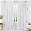 Nanspring Tende in puro lino bianco extra lunghe 304,8 cm, per soggiorno, con linguetta posteriore, filtranti, tende semi velate, decorazione costiera moderna, in cotone bianco neve, tenda testurizzata per