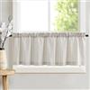 TOPICK Set da 1 tendine moderne in lino con strisce, opache, per cucine, traslucide, piccole finestre, colore grigio chiaro su beige