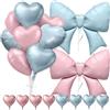 Generic Set Palloncini a Cuore Blu e Rosa - 10 Palloncini Cuore da 18 Pollici e Arco Foglia da 38 Pollici, Ideali per Rivelazione del Genere, Feste Neonato e Compleanni, Utilizzabili con Elio
