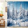 Kzzfqxb Tende da doccia 180x200cm con ganci in plastica, Natale cielo azzurro rurale terra innevata e pini, Impermeabile tessuto in poliestere per vasca, Decorazione invernale per bagno