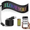 GLFLOW Segnaletica a LED programmabile per taxi, lavagna digitale a 2 linee con luce intelligente RGB, telecomando e cavo di ricarica inclusi (16 x 32 (70 x 173 mm))
