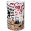CUCUBA Barattolo Salvadanaio Design Parigi Elementi Caratteristici della Città e Monumenti Torre Eiffel Notre Dame Arco di Trionfo in Metallo Latta non Apribile 13x8cm