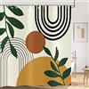 Hnmdmyi Tenda da doccia Boho 120x180, metà secolo astratto arco sole verde foglie beige tenda da bagno moderno minimalista estetico arte impermeabile poliestere tessuto lavabile tenda da bagno