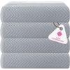 CASA COPENHAGEN - Set Regalo da 4 Pezzi: Asciugamani XL di Design con Texture Wave, in 100% Cotone Egiziano - Viola Antico, 70x140 cm, 4 Teli Bagno (Idea Regalo Perfetta per Uomini e Donne)