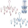 XZMCAT 2 Pezzi Stendino per Calzini Pieghevole, Stendibiancheria con 40 Pinze, Girevole Antiscivolo Stendi Calzini per Calzini, Biancheria Intima, Uso Domestico e Viaggio (Rosa e Blu)